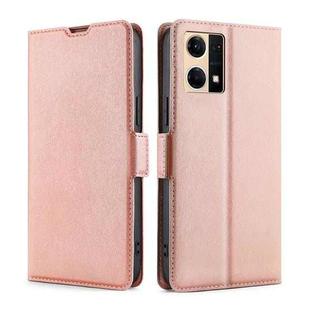 For OPPO Reno7 4G/F21 Pro 4G Ultra-thin Voltage Side Buckle Horizontal Flip Leather Phone Case(Rose Gold)