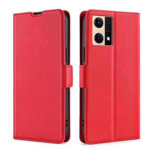 For OPPO Reno7 4G/F21 Pro 4G Ultra-thin Voltage Side Buckle Horizontal Flip Leather Phone Case(Red)