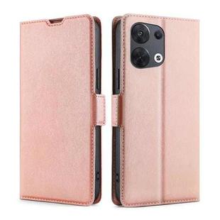 For OPPO Reno8 5G Ultra-thin Voltage Side Buckle Horizontal Flip Leather Phone Case(Rose Gold)