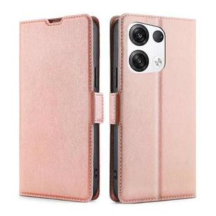 For OPPO Reno8 Pro+ 5G Ultra-thin Voltage Side Buckle Horizontal Flip Leather Phone Case(Rose Gold)