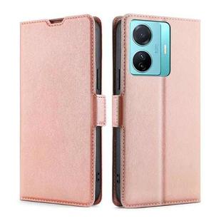 For vivo S15e 5G/T1 Snapdragon 778G Ultra-thin Voltage Side Buckle Horizontal Flip Leather Phone Case(Rose Gold)