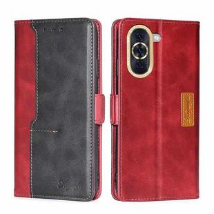 For Huawei nova 10 Contrast Color Side Buckle Leather Phone Case(Red+Black)