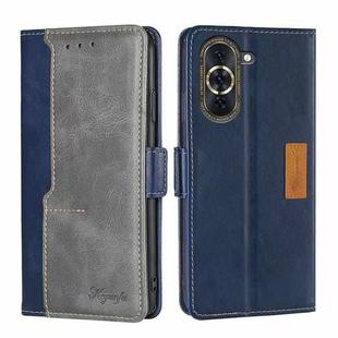 For Huawei nova 10 Pro Contrast Color Side Buckle Leather Phone Case(Blue+Grey)