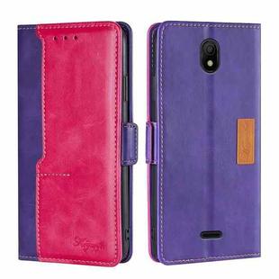 For Nokia C100 Contrast Color Side Buckle Leather Phone Case(Purple+Rose Red)