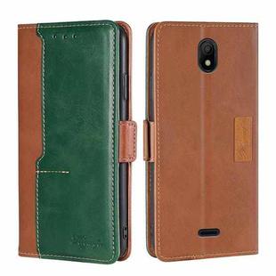 For Nokia C100 Contrast Color Side Buckle Leather Phone Case(Light Brown+Green)