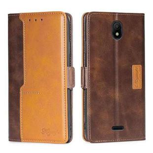 For Nokia C100 Contrast Color Side Buckle Leather Phone Case(Dark Brown+Gold)