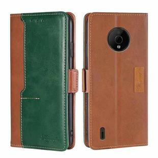 For Nokia C200 Contrast Color Side Buckle Leather Phone Case(Light Brown+Green)