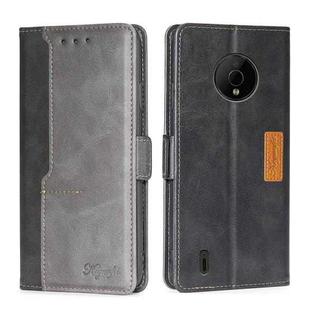 For Nokia C200 Contrast Color Side Buckle Leather Phone Case(Black+Grey)