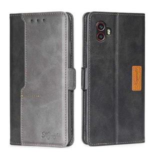 For Samsung Galaxy Xcover6 Pro / Xcover Pro 2 Contrast Color Side Buckle Leather Phone Case(Black+Grey)