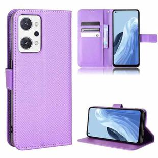 For OPPO Reno7 A Diamond Texture Leather Phone Case(Purple)