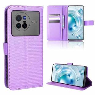 For vivo X80 5G Diamond Texture Leather Phone Case(Purple)