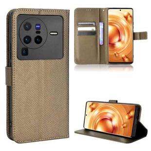 For vivo X80 Pro 5G Diamond Texture Leather Phone Case(Brown)