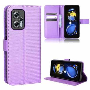 For Xiaomi Redmi Note 11T Pro 5G Diamond Texture Leather Phone Case(Purple)