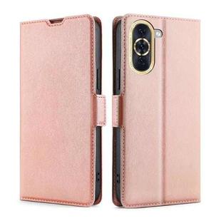 For Huawei nova 10 Ultra-thin Voltage Side Buckle Horizontal Flip Leather Phone Case(Rose Gold)