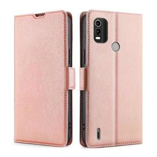 For Nokia C21 Plus Ultra-thin Voltage Side Buckle Horizontal Flip Leather Phone Case(Rose Gold)