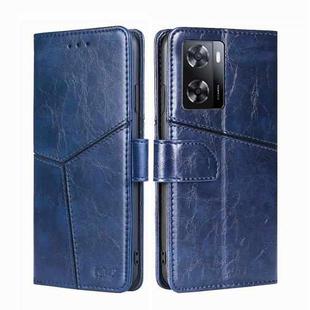 For OPPO A57 4G 2022 Geometric Stitching Horizontal Flip Leather Phone Case(Blue)