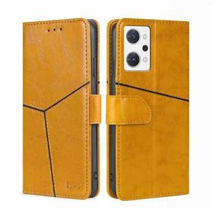For OPPO Reno7 A JP Version Geometric Stitching Horizontal Flip Leather Phone Case(Yellow)