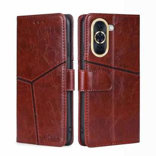 For Huawei nova 10 Geometric Stitching Horizontal Flip Leather Phone Case(Dark Brown)