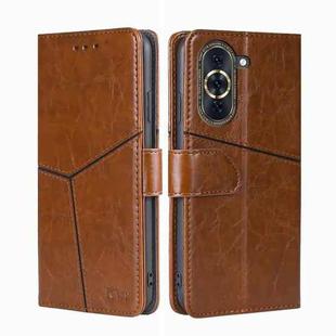 For Huawei nova 10 Pro Geometric Stitching Horizontal Flip Leather Phone Case(Light Brown)