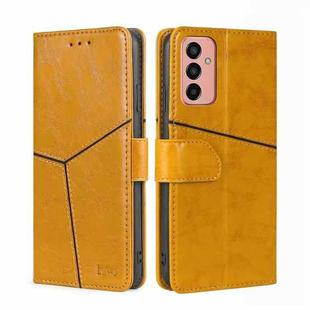 For Samsung Galaxy M13 Geometric Stitching Horizontal Flip Leather Phone Case(Yellow)