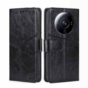 For Xiaomi 12S Ultra Geometric Stitching Horizontal Flip Leather Phone Case(Black)