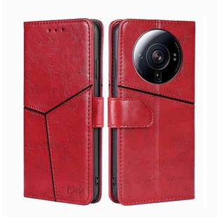 For Xiaomi 12S Ultra Geometric Stitching Horizontal Flip Leather Phone Case(Red)