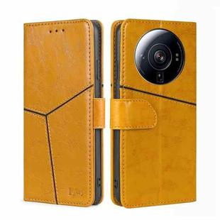 For Xiaomi 12S Ultra Geometric Stitching Horizontal Flip Leather Phone Case(Yellow)