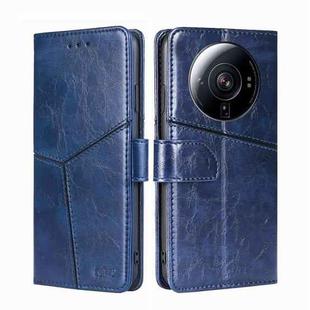 For Xiaomi 12S Ultra Geometric Stitching Horizontal Flip Leather Phone Case(Blue)