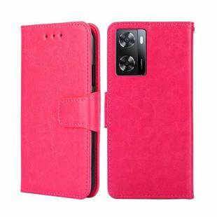 For OPPO A57 4G 2022 Crystal Texture Leather Phone Case(Rose Red)