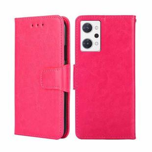 For OPPO Reno7 A Japan Version Crystal Texture Leather Phone Case(Rose Red)