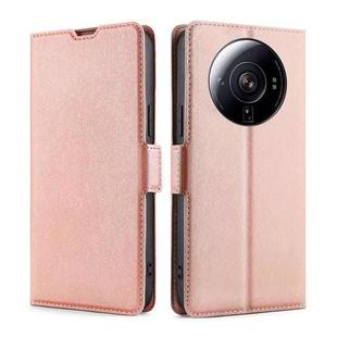 For Xiaomi 12S Ultra Ultra-thin Voltage Side Buckle Horizontal Flip Leather Phone Case(Rose Gold)