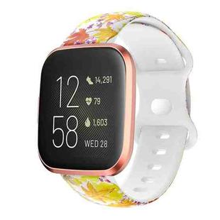 For Fitbit Versa Printing Butterfly Buckle Silicone Watch Band(Maple Leaf)