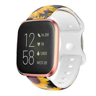 For Fitbit Versa Printing Butterfly Buckle Silicone Watch Band(Sun Flowers)