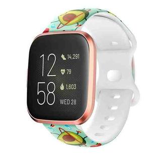For Fitbit Versa Printing Butterfly Buckle Silicone Watch Band(Avocado)