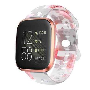 For Fitbit Versa Printing Butterfly Buckle Silicone Watch Band(Pink Flowers)