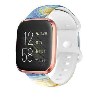 For Fitbit Versa Printing Butterfly Buckle Silicone Watch Band(Starry Sky)
