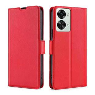 For OnePlus Nord 2T Ultra-thin Voltage Side Buckle Horizontal Flip Leather Phone Case(Red)