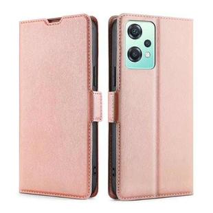 For OnePlus Nord CE 2 Lite 5G Ultra-thin Voltage Side Buckle Horizontal Flip Leather Phone Case(Rose Gold)