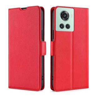 For OnePlus Ace/10R Ultra-thin Voltage Side Buckle Horizontal Flip Leather Phone Case(Red)