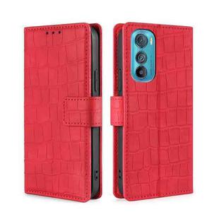 For Motorola Edge 30 Skin Feel Crocodile Magnetic Clasp Leather Phone Case(Red)