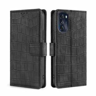 For Motorola Moto G 5G 2022 Skin Feel Crocodile Magnetic Clasp Leather Phone Case(Black)