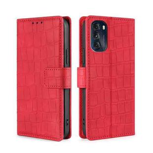 For Motorola Moto G 5G 2022 Skin Feel Crocodile Magnetic Clasp Leather Phone Case(Red)