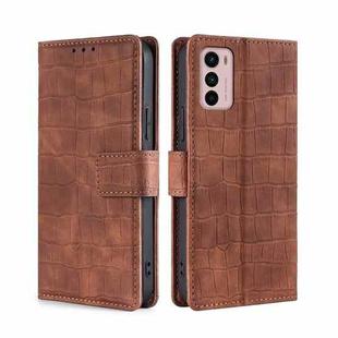 For Motorola Moto G42 4G Skin Feel Crocodile Magnetic Clasp Leather Phone Case(Brown)