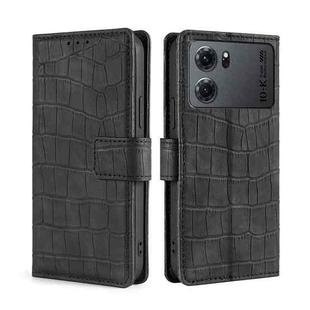 For OPPO K10 5G Skin Feel Crocodile Magnetic Clasp Leather Phone Case(Black)