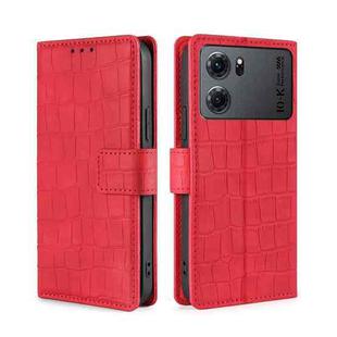 For OPPO K10 5G Skin Feel Crocodile Magnetic Clasp Leather Phone Case(Red)