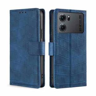 For OPPO K10 5G Skin Feel Crocodile Magnetic Clasp Leather Phone Case(Blue)