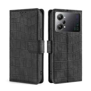 For OPPO K10 Pro 5G Skin Feel Crocodile Magnetic Clasp Leather Phone Case(Black)