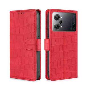 For OPPO K10 Pro 5G Skin Feel Crocodile Magnetic Clasp Leather Phone Case(Red)