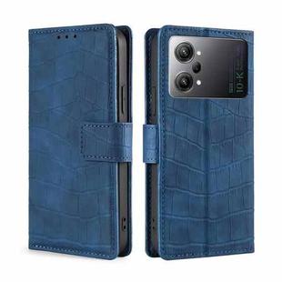 For OPPO K10 Pro 5G Skin Feel Crocodile Magnetic Clasp Leather Phone Case(Blue)