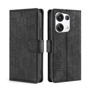 For OPPO Reno8 Pro+ 5G Skin Feel Crocodile Magnetic Clasp Leather Phone Case(Black)